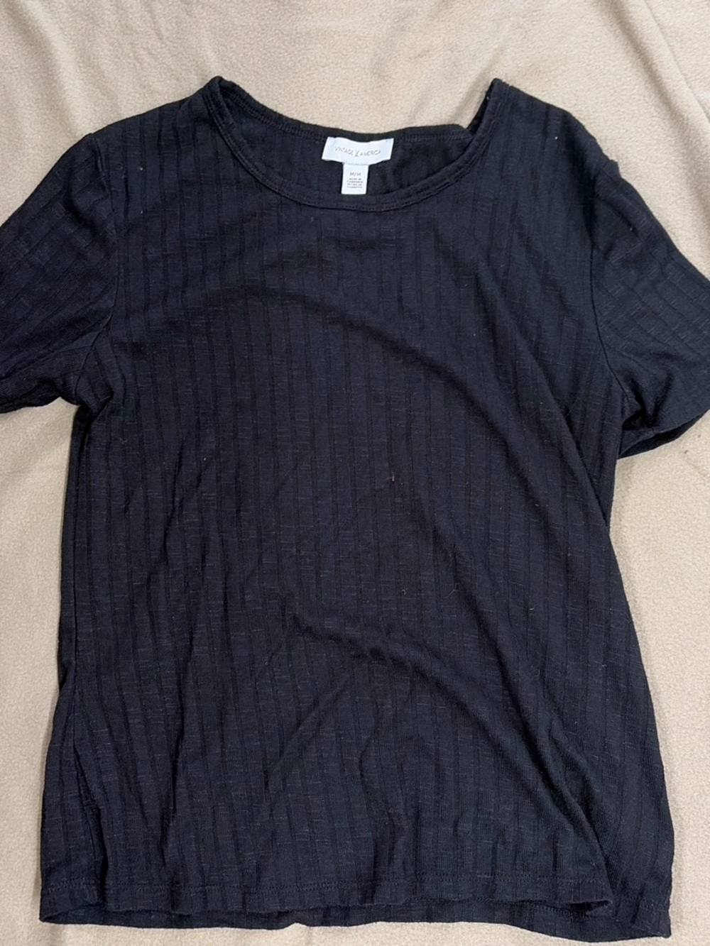 Vintage America Black Ribbed Short Sleeve Tee
